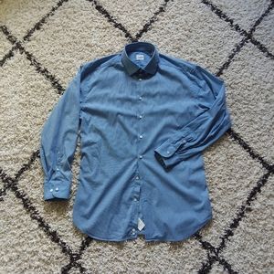 Armani Collezioni striped blue fitted dress shirt